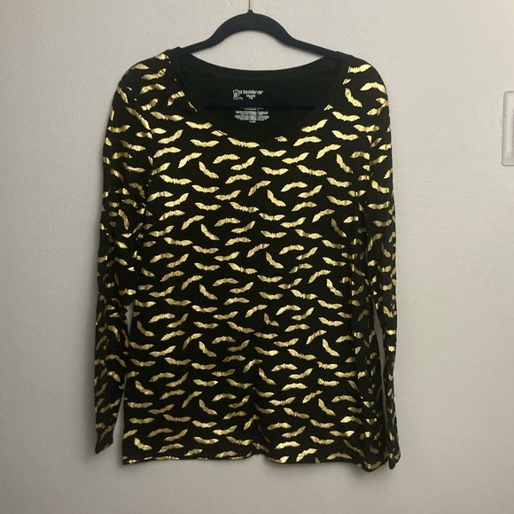 9-27 No Boundaries black halloween t shirt top bats gold XXL 2x - Picture 1 of 2